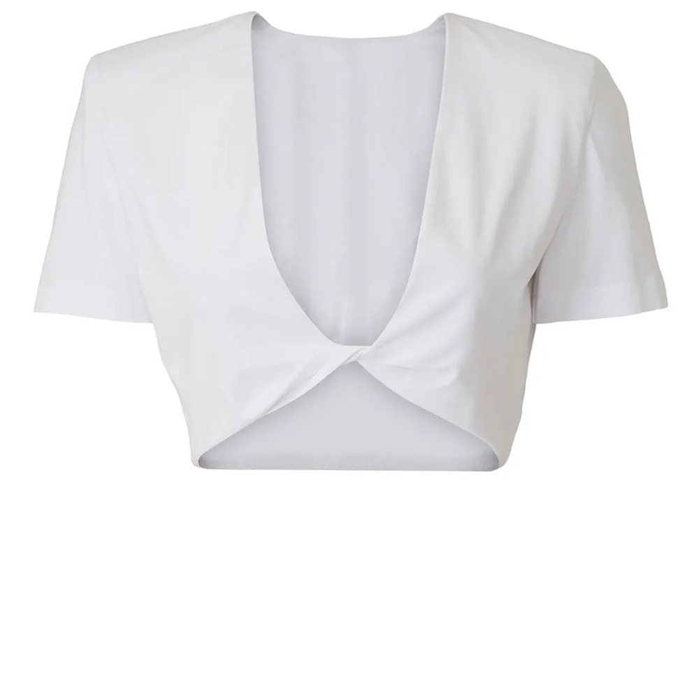 Gauge81 Women's White Padded Shoulder Front Twist Keila Top Size S